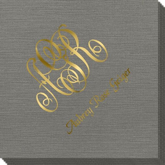 Large Script Monogram with Text Bamboo Luxe Napkins